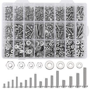 Kit di Assortimento di 900 Pcs di Dadi e Bulloni per Progetti Domestici – Kit di Assortimento di Viti in Acciaio Inossidabile SAE, Set di Viti a Croce con Testa Piatta, Rondelle, Dadi con Custodia (#4-40 #6-32 #8-32 #10-24)  | Set di assortimento di viti e bulloni Set di assortimento di viti e bulloni Set di assortimento di viti e bulloni