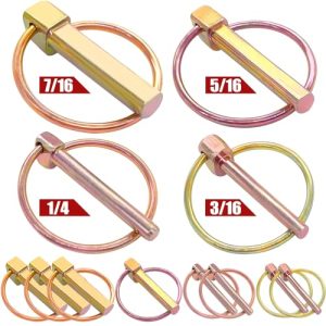 12Pezzi Pinza di Sicurezza 1/4″ 3/16″ 5/16″ 7/16″ Kit di Assortimento Pinza Dorata con Anello per Trattori Agricoli, Rimorchi, Camion, Tosaerba, Carrelli e Altro N-055-12Pezzi-G  | Spilli Spilli Spilli