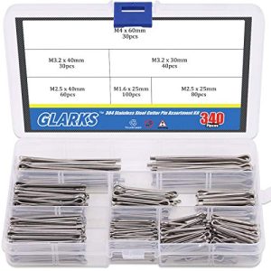 Glarks Kit di Assortimento di 34 Pezzi con 6 Dimensioni di Clip a Cotter in Acciaio Inossidabile per Fissaggio, Ideale per Automobili, Meccanici, Officine, Attrezzature Elettriche, Auto, Camion, Tagliaerba e Riparazione di Piccoli Motori.  | Spilli Spilli Spilli